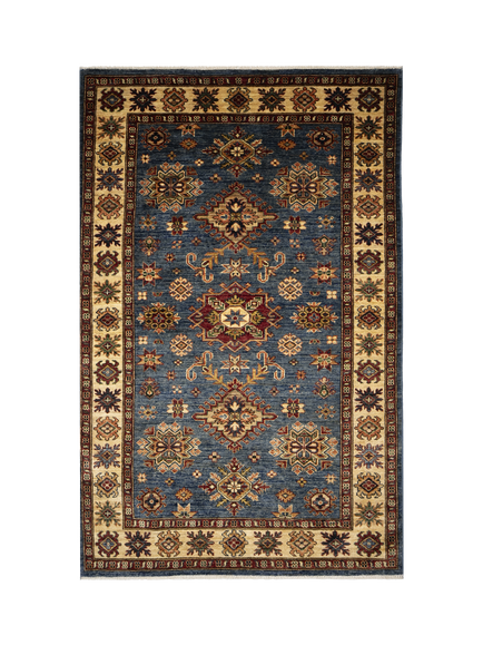 Gooch Oriental Supreme Kazak Pure Wool Rug, Blue, L185 x W122 cm, Blue