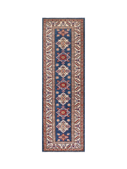 Gooch Oriental Supreme Kazak Pure Wool Runner Rug, Blue, L186 x W56 cm, Blue