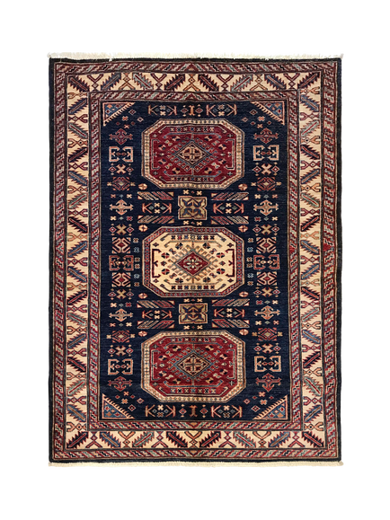 Gooch Oriental Supreme Kazak Pure Wool Rug, Blue, L180 x W127 cm, Blue