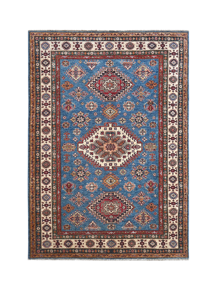 Gooch Oriental Supreme Kazak Pure Wool Rug, Blue, L236 x W173 cm, Blue