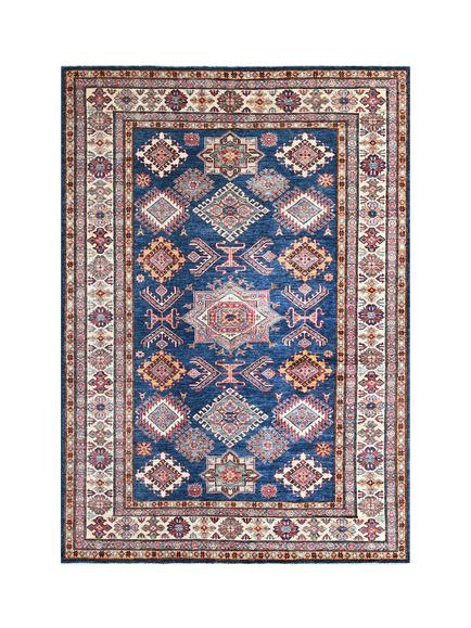 Gooch Oriental Supreme Kazak Pure Wool Rug, Blue, L238 x W171 cm, Blue