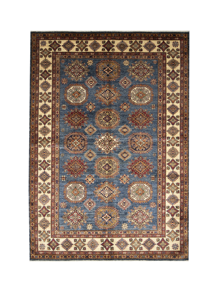 Gooch Oriental Supreme Kazak Pure Wool Rug, Blue, L242 x W177 cm, Blue