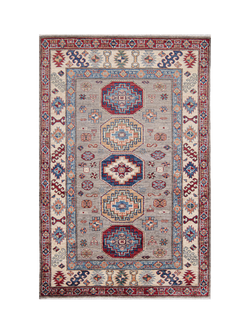 Gooch Oriental Supreme Kazak Pure Wool Rug, Grey, L183 x W119 cm, Grey