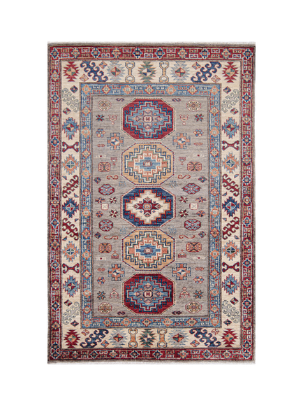 Gooch Oriental Supreme Kazak Pure Wool Rug, Grey, L183 x W119 cm, Grey