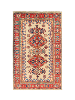 Gooch Oriental Supreme Kazak Pure Wool Rug, Ivory, L155 x W100 cm, Ivory