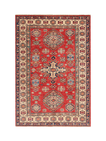 Gooch Oriental Supreme Kazak Pure Wool Rug, Red, L147 x W100 cm, Red