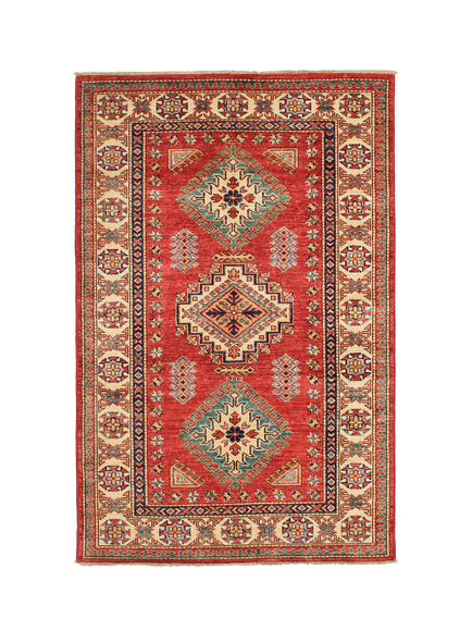 Gooch Oriental Supreme Kazak Pure Wool Rug, Red, L157 x W104 cm, Red