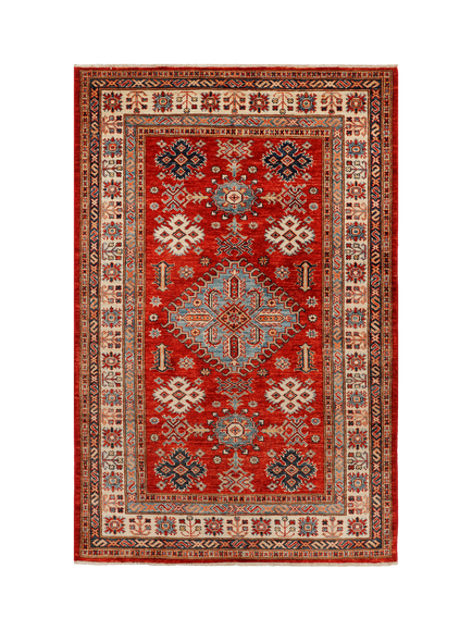 Gooch Oriental Supreme Kazak Pure Wool Rug, Red, L188 x W124 cm, Red