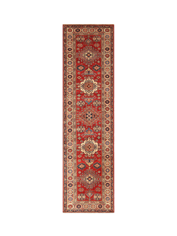 Gooch Oriental Supreme Kazak Pure Wool Runner Rug, Red, L296 x W83 cm, Red