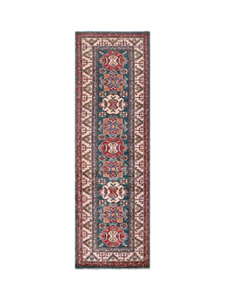 Gooch Oriental Supreme Kazak Pure Wool Rug, Red, L196 x W57 cm, Green