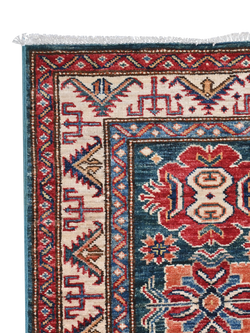 Gooch Oriental Supreme Kazak Pure Wool Rug, Red, L196 x W57 cm - view 2, Green