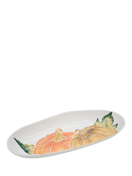 BlissHome Pumpkin Earthenware Oval Platter, 44cm, Orange, Orange