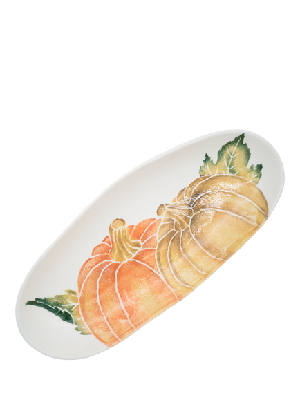 BlissHome Pumpkin Earthenware Oval Platter, 44cm, Orange - view 2, Orange