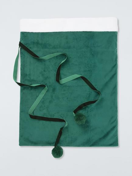 John Lewis Velvet Christmas Sack - view 2, Green