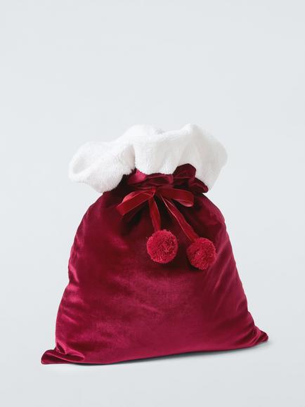 John Lewis Velvet Christmas Sack, Red