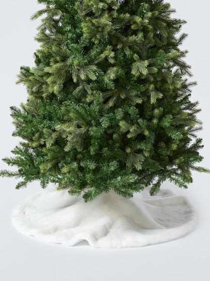 John Lewis Faux Fur Tree Skirt, White, White