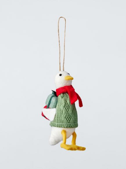 John Lewis The Cherisher Felt Gifts Duck Tree Decoration, White, White