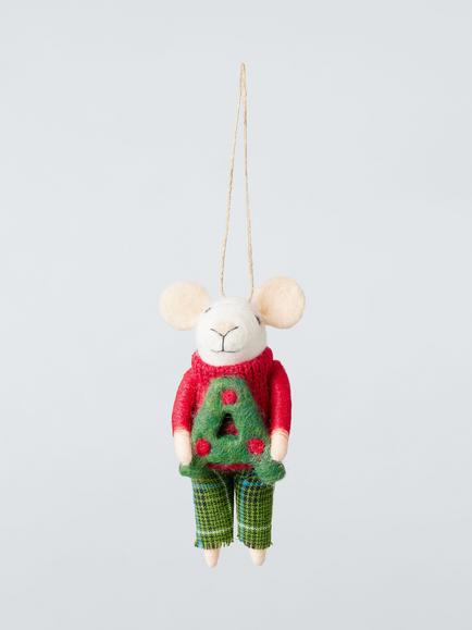 John Lewis Felt Mouse Initial Tree Decoration, Multi