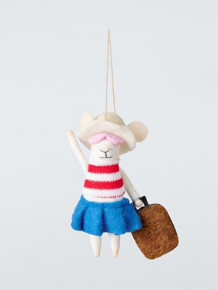 John Lewis The Cherisher Felt Holiday Mouse Tree Decoration, Multi, Multi