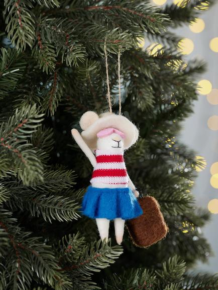 John Lewis The Cherisher Felt Holiday Mouse Tree Decoration, Multi - view 2, Multi