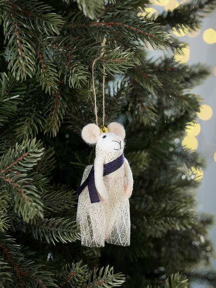 John Lewis Curate & Collect Felt Queen Mouse Tree Decoration, Multi - view 2, Multi