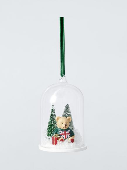 John Lewis Curate & Collect Glass Cloche Lewis Bear Tree Decoration, Multi, Multi