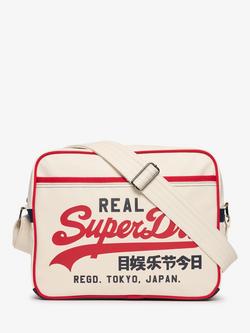 Superdry Retro Alumni Messenger Bag, White/Multi