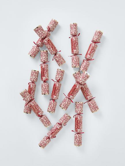 John Lewis Merry Christmas Foliage Crackers, Pack of 12, Red