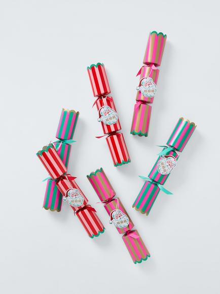 John Lewis Santa Who Am I Game Christmas Crackers, Pack of 6, Multi Colour Stripe