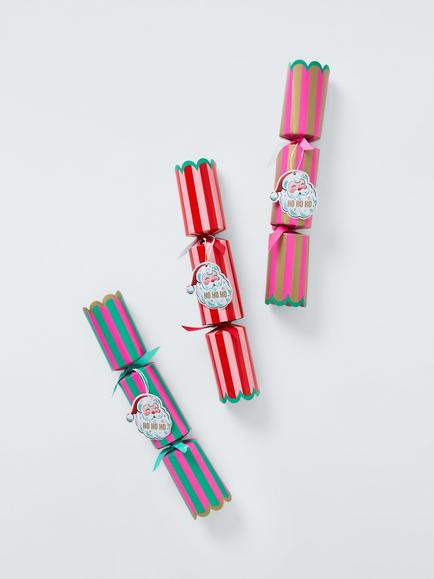 John Lewis Santa Who Am I Game Christmas Crackers, Pack of 6 - view 2, Multi Colour Stripe