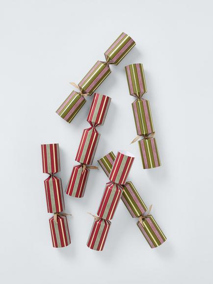 John Lewis Fill Your Own Stripes Christmas Crackers, Pack of 6, Red And Green Stripe
