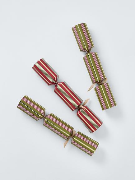 John Lewis Fill Your Own Stripes Christmas Crackers, Pack of 6 - view 2, Red And Green Stripe