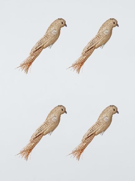 John Lewis Bird Clip On Tree Decorations, Set of 4, Gold, Gold