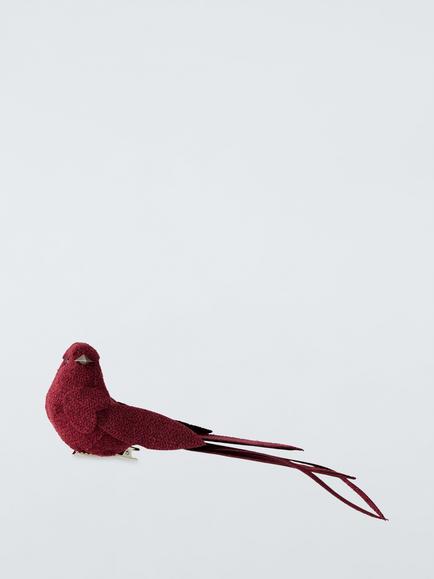 John Lewis Bird Clip Baubles, Box of 3, Red, Red
