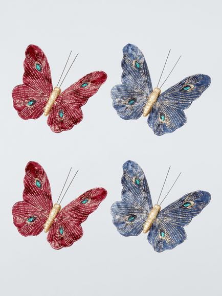 John Lewis Butterfly Clip On Tree Decorations, Set of 4, Multi, Blue/Purple