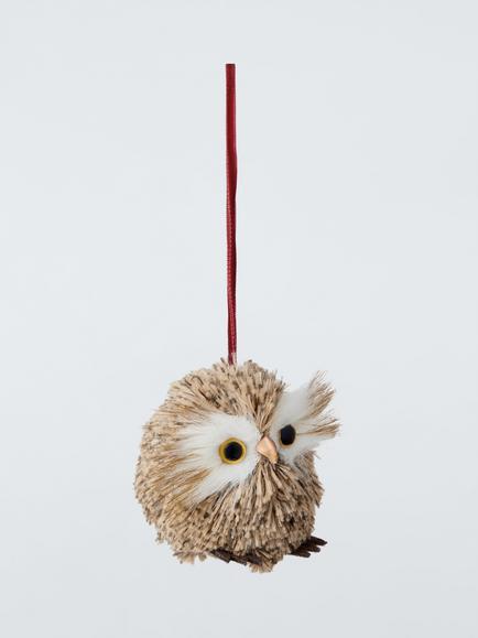 John Lewis Fluffy Owl Tree Decorations, Set of 4, Natural - view 2, Natural