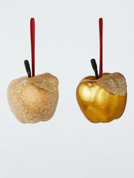 John Lewis Apple Baubles, Box of 4, Gold, Gold
