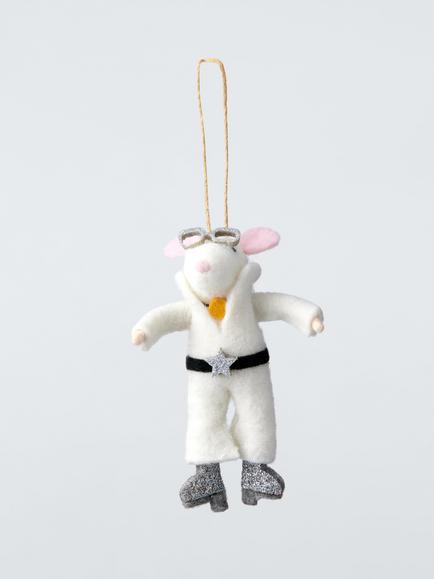 John Lewis The Enthusiast Felt 80s Disco Mouse Tree Decoration, Multi, Multi