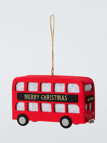John Lewis Curate & Collect Felt Bus Tree Decoration, Red, Red