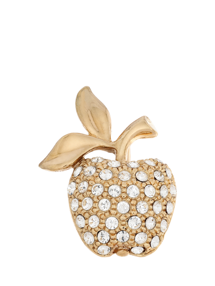 Eclectica Pre-loved Re-Found Apple Crystal Brooch Pin, Gold, Gold