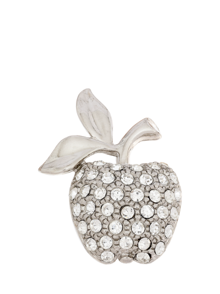 Eclectica Pre-loved Re-Found Apple Crystal Brooch Pin, Silver, Silver
