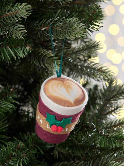 John Lewis Curate & Collect Felt Latte Cup Tree Decoration, Multi - view 2, Multi