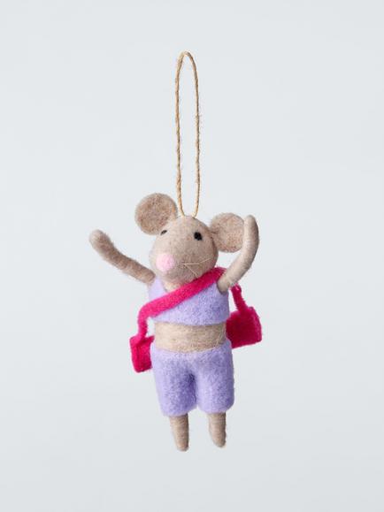 John Lewis The Cherisher Felt Yoga Mouse Tree Decoration, Multi, Multi