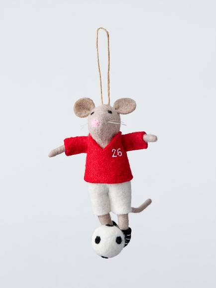 John Lewis The Cherisher Felt Football Mouse Tree Decoration, Multi, Multi