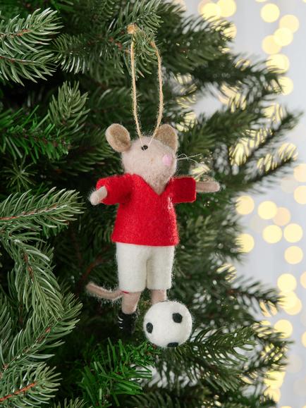 John Lewis The Cherisher Felt Football Mouse Tree Decoration, Multi - view 2, Multi