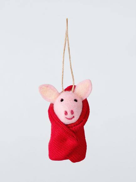 John Lewis Curate & Collect Felt Pig in Blanket Tree Decoration, Multi, Multi