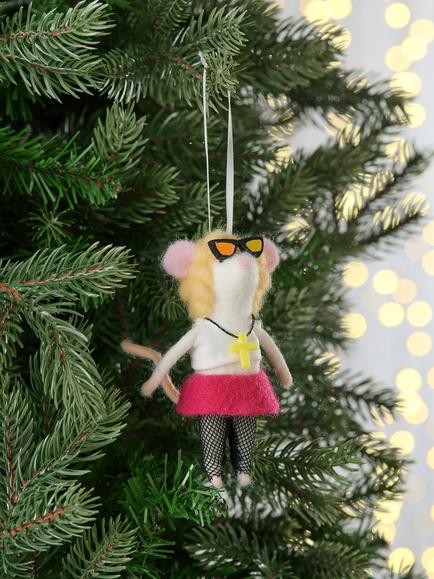 John Lewis The Enthusiast Felt Pop Mouse Tree Decoration, Multi - view 2, Multi