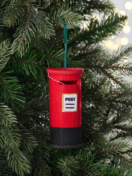 John Lewis Curate & Collect Felt Red Post Box Tree Decoration - view 2, Red
