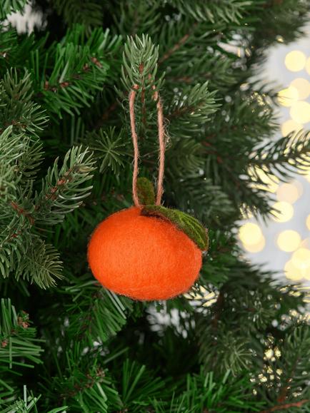 John Lewis Curate & Collect Felt Tangerine Tree Decoration, Orange - view 2, Orange