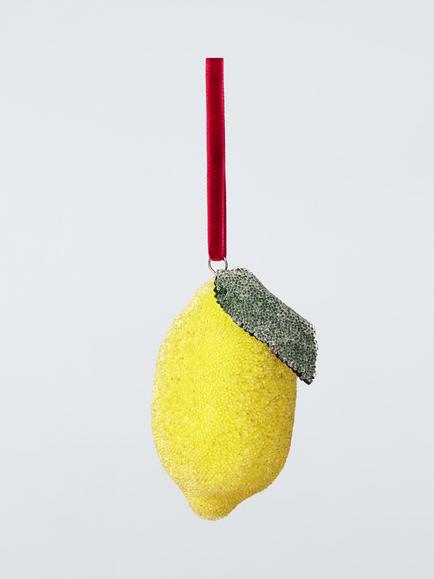 John Lewis The Curator Frosted Lemon Bauble, Yellow, Yellow